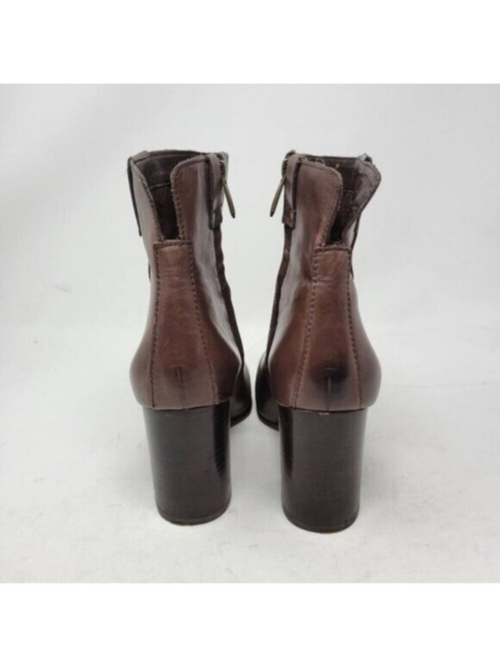 Sam Edelman | Fairfield Stacked Heel Dark Brown Leather Ankle Bootie - Picture 4 of 11